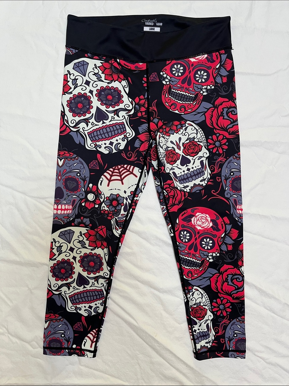 Constantly Varied Gear CVG Sugar Skulls Capri Leggings Large Squat Proof
